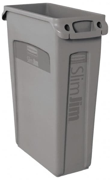 Rubbermaid - 23 Gal Gray Rectangle Trash Can - Polyethylene, 30" High x 22" Long x 11" Wide - Americas Industrial Supply