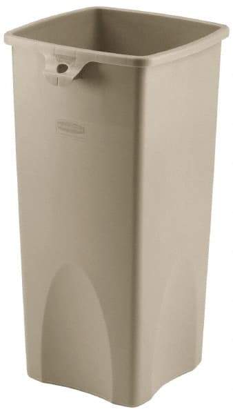 Rubbermaid - 23 Gal Beige Square Trash Can - Polyethylene, 30.9" High x 16-1/2" Long x 15-1/2" Wide - Americas Industrial Supply