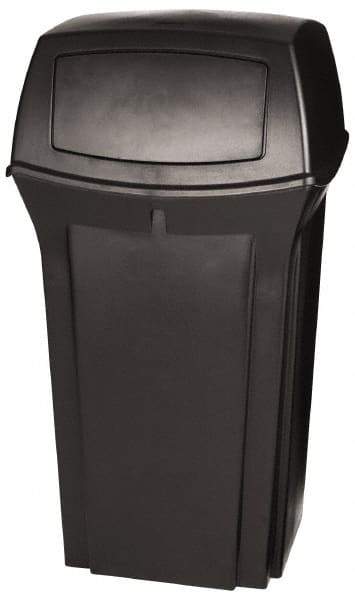 Rubbermaid - 35 Gal Black Square Trash Can - Polyethylene, 41" High x 21-1/2" Long x 21-1/2" Wide - Americas Industrial Supply