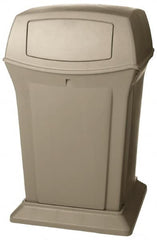 Rubbermaid - 45 Gal Beige Square Trash Can - Polyethylene, 41-1/2" High x 24-7/8" Long x 24-7/8" Wide - Americas Industrial Supply