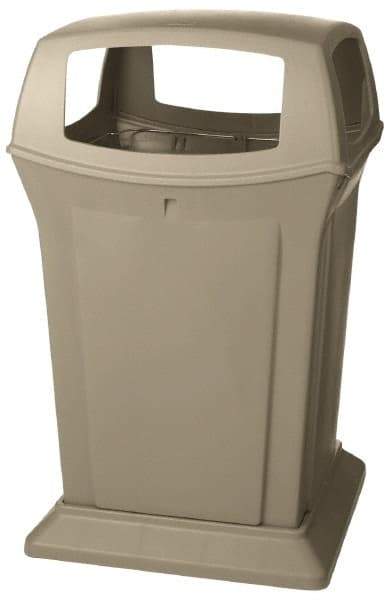 Rubbermaid - 45 Gal Beige Square Trash Can - Polyethylene, 41-1/2" High x 24-7/8" Long x 24-7/8" Wide - Americas Industrial Supply