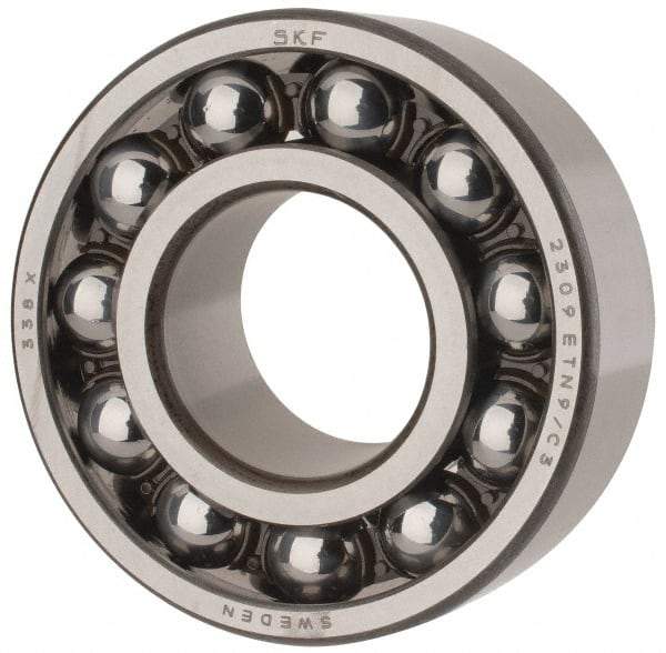 SKF - 45mm Bore Diam, 100mm OD, Open Self Aligning Radial Ball Bearing - 36mm Wide, 2 Rows, Round Bore, 4,340 Lb Static Capacity, 14,300 Lb Dynamic Capacity - Americas Industrial Supply