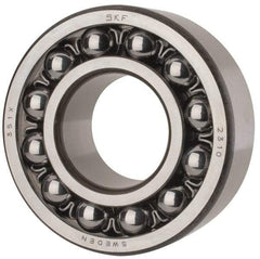 SKF - 50mm Bore Diam, 110mm OD, Open Self Aligning Radial Ball Bearing - 40mm Wide, 2 Rows, Round Bore, 4,500 Lb Static Capacity, 14,300 Lb Dynamic Capacity - Americas Industrial Supply