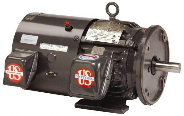 US Motors - 5 hp, TEFC Enclosure, No Thermal Protection, 3,520 RPM, 230/460 Volt, 60 Hz, Three Phase Premium Efficient Motor - Size 184 Frame, Rigid Mount, 1 Speed, Ball Bearings, 12.2/6.1 Full Load Amps, F Class Insulation, Reversible - Americas Industrial Supply