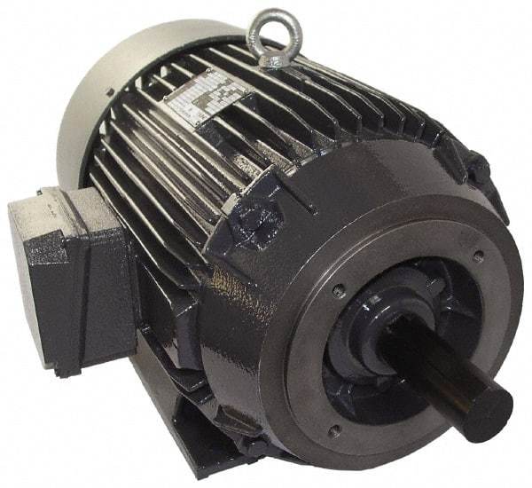 US Motors - 15 hp, TEFC Enclosure, No Thermal Protection, 3,540 RPM, 208-230/460 Volt, 60 Hz, Three Phase Energy Efficient Motor - Size 254 Frame, Rigid Mount, 1 Speed, Ball Bearings, 38.8-36.4/18.2 Full Load Amps, F Class Insulation, CCW Lead End - Americas Industrial Supply