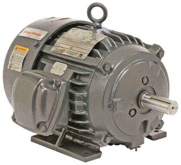 US Motors - 125 hp, TEFC Enclosure, No Thermal Protection, 3,575 RPM, 460 Volt, 60 Hz, Three Phase Energy Efficient Motor - Size 444 Frame, Rigid Mount, 1 Speed, Ball Bearings, 149 Full Load Amps, F Class Insulation, CCW Lead End - Americas Industrial Supply