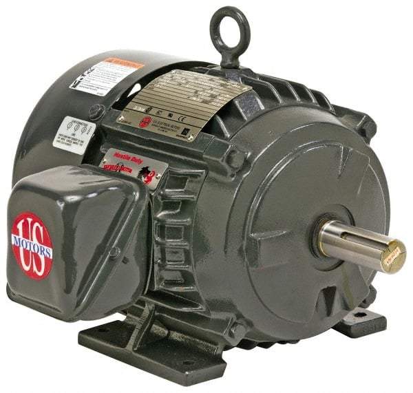 US Motors - 30 hp, TEFC Enclosure, No Thermal Protection, 3,560 RPM, 230/460 Volt, 60 Hz, Three Phase Premium Efficient Motor - Size 286 Frame, Rigid Mount, 1 Speed, Ball Bearings, 69/35 Full Load Amps, F Class Insulation, Reversible - Americas Industrial Supply