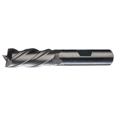 ‎5/8″ × 5/8″ × 1-5/8″ × 3-3/4″ LHS / LHC HSS HSS Single-End 4-Flute Non-Center Cutting Left Hand Helix Left Hand Cut Finishing End Mill - Bright - Exact Industrial Supply