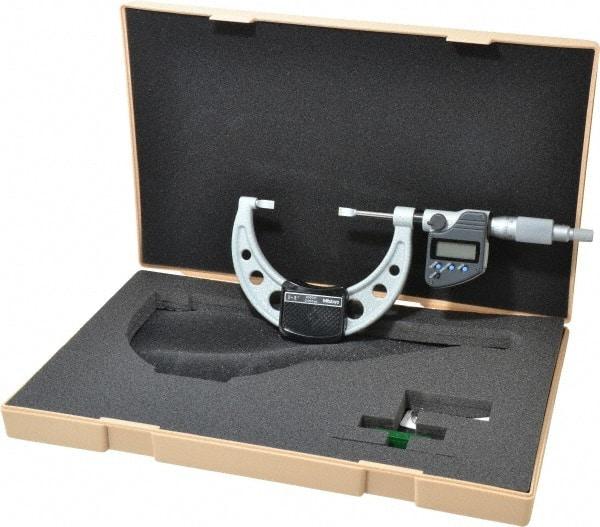 Mitutoyo - 50.8mm to 76.2mm Electronic Blade Micrometer - 0.003mm Accuracy, 0.75mm Blade Thickness, Ratchet Stop Thimble - Americas Industrial Supply