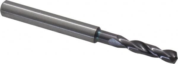 Guhring - 0.1732" 140° Spiral Flute Solid Carbide Screw Machine Drill Bit - FIREX Finish, Right Hand Cut, 24mm Flute Length, 66mm OAL, SU Point, Straight Shank - Americas Industrial Supply