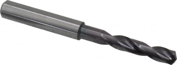 Guhring - 0.2441" 140° Spiral Flute Solid Carbide Screw Machine Drill Bit - FIREX Finish, Right Hand Cut, 34mm Flute Length, 79mm OAL, SU Point, Straight Shank - Americas Industrial Supply