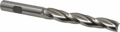Made in USA - 0.5° Taper Angle per Side, 1/2" Small End Diam, 3-1/4" LOC, High Speed Steel 3 Flute Tapered Square End Mill - 5-1/2" OAL, 1/2" Shank Diam, Spiral Flute - Americas Industrial Supply