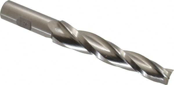 Made in USA - 2° Taper Angle per Side, 5/8" Small End Diam, 4-1/4" LOC, High Speed Steel 3 Flute Tapered Square End Mill - 6-1/2" OAL, 3/4" Shank Diam, Spiral Flute - Americas Industrial Supply