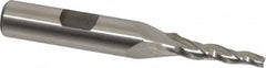 Made in USA - 3° Taper Angle per Side, 1/8" Small End Diam, 3/4" LOC, High Speed Steel 3 Flute Tapered Square End Mill - 2-7/8" OAL, 3/8" Shank Diam, Spiral Flute - Americas Industrial Supply