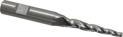 Made in USA - 3° Taper Angle per Side, 1/8" Small End Diam, 1-1/2" LOC, High Speed Steel 3 Flute Tapered Square End Mill - 3-1/4" OAL, 3/8" Shank Diam, Spiral Flute - Americas Industrial Supply