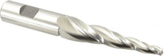 Made in USA - 5° Taper Angle per Side, 1/4" Small End Diam, 3-1/4" LOC, High Speed Steel 3 Flute Tapered Square End Mill - 5-1/2" OAL, 3/4" Shank Diam, Spiral Flute - Americas Industrial Supply