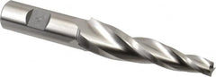 Made in USA - 5° Taper Angle per Side, 3/8" Small End Diam, 3-1/4" LOC, High Speed Steel 3 Flute Tapered Square End Mill - 5-1/2" OAL, 3/4" Shank Diam, Spiral Flute - Americas Industrial Supply