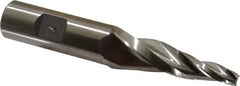 Made in USA - 7° Taper Angle per Side, 1/4" Small End Diam, 2-1/4" LOC, High Speed Steel 3 Flute Tapered Square End Mill - 4-1/2" OAL, 3/4" Shank Diam, Spiral Flute - Americas Industrial Supply