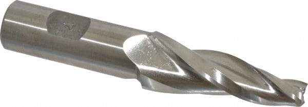 Made in USA - 7° Taper Angle per Side, 3/8" Small End Diam, 2-1/4" LOC, High Speed Steel 3 Flute Tapered Square End Mill - 4-1/2" OAL, 3/4" Shank Diam, Spiral Flute - Americas Industrial Supply