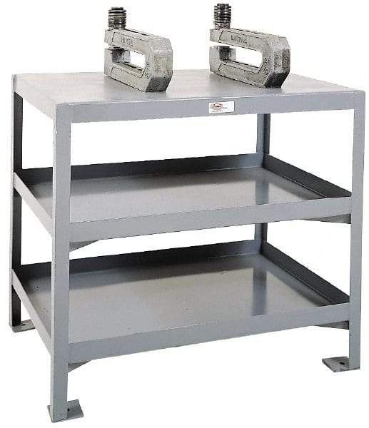 Made in USA - 60 Wide x 30" Deep x 32" High, Steel Machine Work Table - Edge Turned Down, Fixed Legs - Americas Industrial Supply