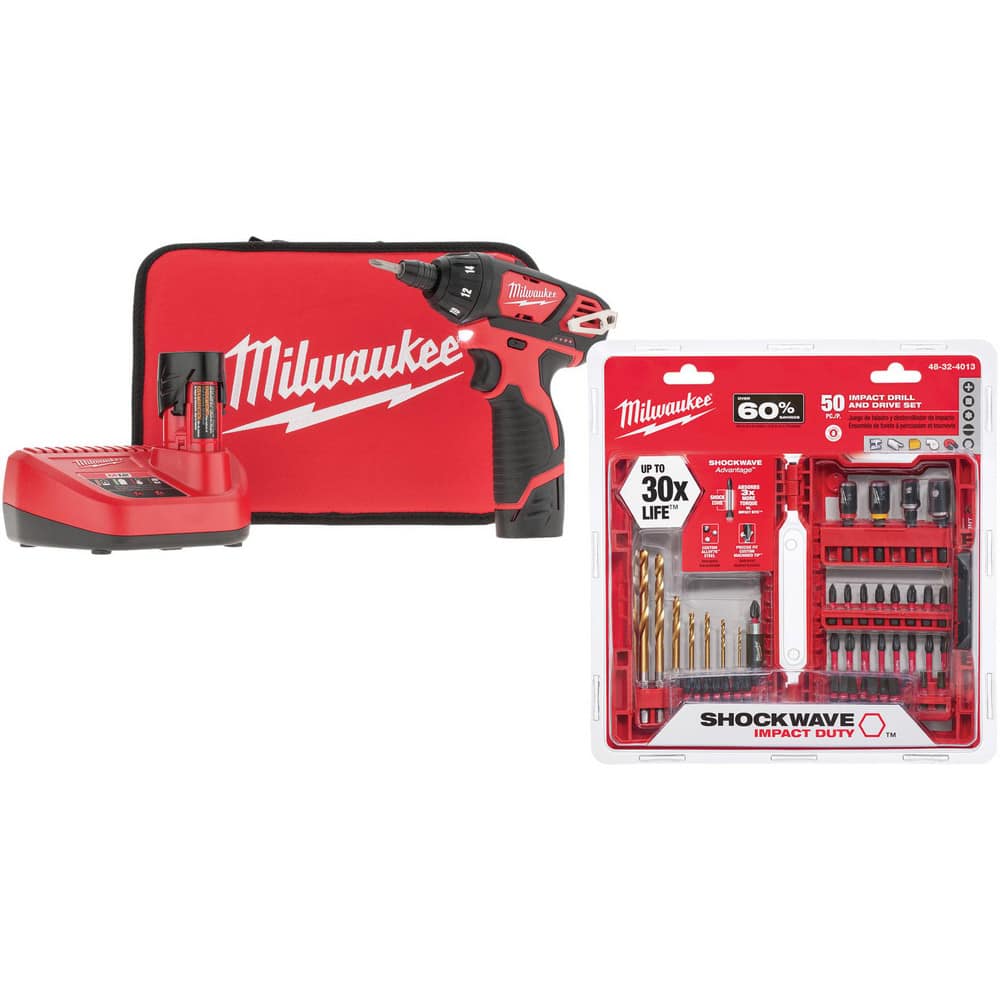 Cordless Screwdrivers; Handle Type: Pistol Grip; Voltage: 12.00; Speed (RPM): 500; Batteries Included: Yes; Battery Chemistry: Lithium-Ion; Battery Replacement Number: 48-11-2401; Torque (In/Lb): 150.00; Bit Holder Size (mm): 6.35; Bit Holder Size (Inch):