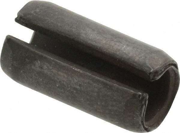 Made in USA - 3/8" Diam x 3/4" Long Slotted Spring Pin - Grade 1070-1090 Alloy Steel, Black Oxide Finish - Americas Industrial Supply