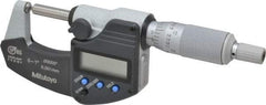 Mitutoyo - 25.4mm Max Measurement, Spherical Face Micrometer - Accuracy Up to 0.0001 Inch, Data Output, 0.0001 Inch Resolution, Electronic Operation, Ratchet Stop Thimble, IP65 Water Resistance Rating, SR44 Battery - Americas Industrial Supply