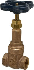 NIBCO - 3/8" Pipe, Class 125, Threaded Bronze Solid Wedge Rising Stem Gate Valve - 200 WOG, 125 WSP, Screw-In Bonnet - Americas Industrial Supply