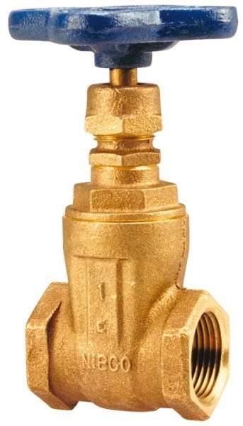 NIBCO - 3/4" Pipe, Class 125, Threaded Bronze Solid Wedge Stem Gate Valve with Hose Cap & Chain - 200 WOG, 125 WSP, Screw-In Bonnet - Americas Industrial Supply