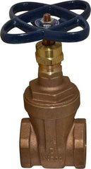 NIBCO - 1-1/2" Pipe, Class 125, Threaded Bronze Solid Wedge Stem Gate Valve - 200 WOG, 125 WSP, Screw-In Bonnet - Americas Industrial Supply