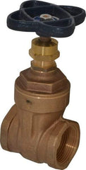 NIBCO - 1-1/4" Pipe, Class 125, Threaded Bronze Solid Wedge Stem Gate Valve - 200 WOG, 125 WSP, Screw-In Bonnet - Americas Industrial Supply