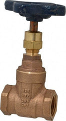 NIBCO - 1/2" Pipe, Class 125, Threaded Bronze Solid Wedge Stem Gate Valve - 200 WOG, 125 WSP, Screw-In Bonnet - Americas Industrial Supply