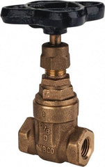 NIBCO - 1/4" Pipe, Class 125, Threaded Bronze Solid Wedge Stem Gate Valve - 200 WOG, 125 WSP, Screw-In Bonnet - Americas Industrial Supply