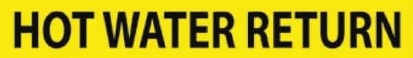 NMC - Pipe Marker with Hot Water Return Legend and No Graphic - 3/4 to 1-1/4" Pipe Outside Diam, Black on Yellow - Americas Industrial Supply
