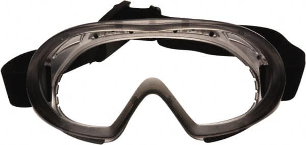 PYRAMEX - Size Universal, Clear Polycarbonate Anti-Fog & Scratch Resistant Lens, Safety Goggles - Indirect Vent, Gray PVC/Polycarbonate Frame, Over the Glass Style - Americas Industrial Supply