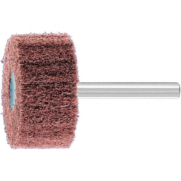 PFERD - 1-1/2" Diam x 3/4" Face Width, Aluminum Oxide Nonwoven Mounted Flap Wheel - 1/4" Shank Mount, 280 Grit, 15,000 Max RPM - Americas Industrial Supply