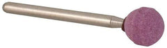 Made in USA - 3/8" Head Diam x 3/8" Thickness, B122, Ball End, Aluminum Oxide Mounted Point - Medium Grade - Americas Industrial Supply