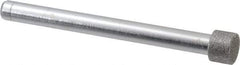 Made in USA - 3/8" Head Diam x 1/4" Head Thickness Diamond (Abrasive) Grinding Pin - 1/4" Shank Diam x 2-3/4" Shank Length, Coarse Grade - Americas Industrial Supply