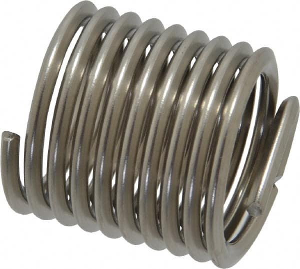 Recoil - 3/4-10 UNC, 1-1/8" OAL, Free Running Helical Insert - 9-3/8 Free Coils, Tanged, Stainless Steel, Bright Finish, 1-1/2D Insert Length - Americas Industrial Supply