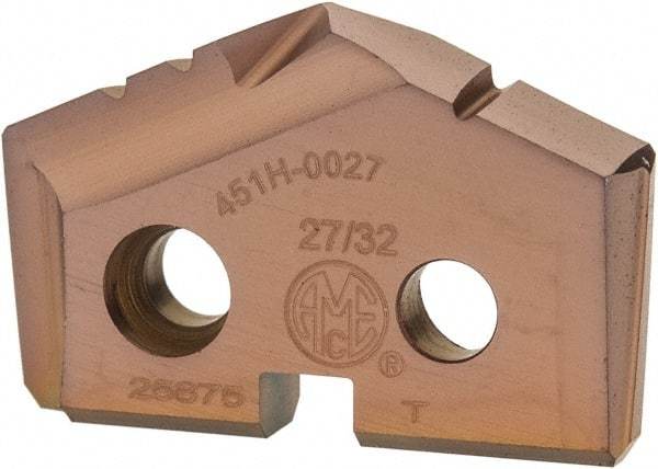 Allied Machine and Engineering - 27/32" Diam x 5/32" Thick, Seat Code 1, 132° Included Angle Spade Drill Insert - AM200 Coated, Cobalt, Series GEN2 T-A - Americas Industrial Supply
