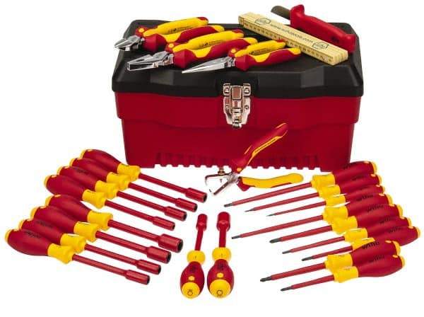 Wiha - 25 Piece Insulated Hand Tool Set - Comes in Molded Case - Americas Industrial Supply