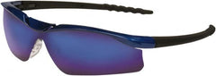 MCR Safety - Blue Mirror Lenses, Framed Safety Glasses - Scratch Resistant, Size Universal, Wrap Around - Americas Industrial Supply