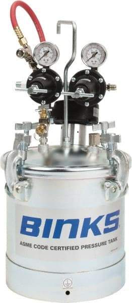 Binks - Paint Sprayer Pressure Tank - 2.8 Gallon Pressure Pot with Agitator and 2 Regulators, Compatible with Pressure Tank and Spray Guns - Americas Industrial Supply