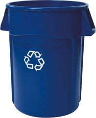 Rubbermaid - 44 Gal Blue Round Recycling Container - Polyethylene, Recycle Symbol Graphic - Americas Industrial Supply