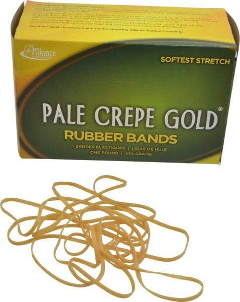 Alliance - 7 Inch Circumference, 1/8 Inch Wide, Pale Crepe Gold Rubber Band Strapping - 300 Pieces - Americas Industrial Supply