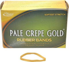 Alliance - 4 Inch Circumference, 1/4 Inch Wide, Pale Crepe Gold Rubber Band Strapping - 490 Pieces - Americas Industrial Supply