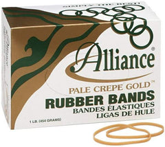 Alliance - 4 Inch Circumference, 1/8 Inch Wide, Pale Crepe Gold Rubber Band Strapping - 970 Pieces - Americas Industrial Supply