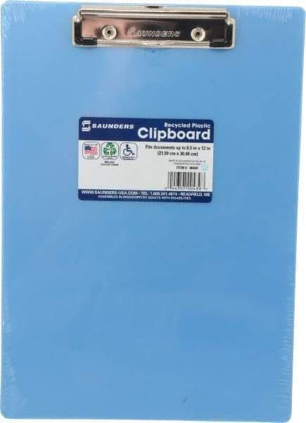 Saunders - 12-1/2 Inch Long x 9 Inch Wide x 1/2 Inch High, Clip Board - Ice Blue - Americas Industrial Supply