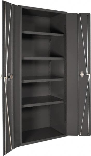 Durham - 4 Shelf Locking Storage Cabinet - Steel, 36" Wide x 24" Deep x 84" High, Gray - Americas Industrial Supply