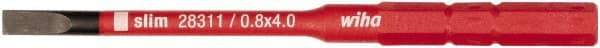 Wiha - 4mm Blade, 15/64" Drive Slotted Screwdriver Bit - 2-61/64" OAL - Americas Industrial Supply